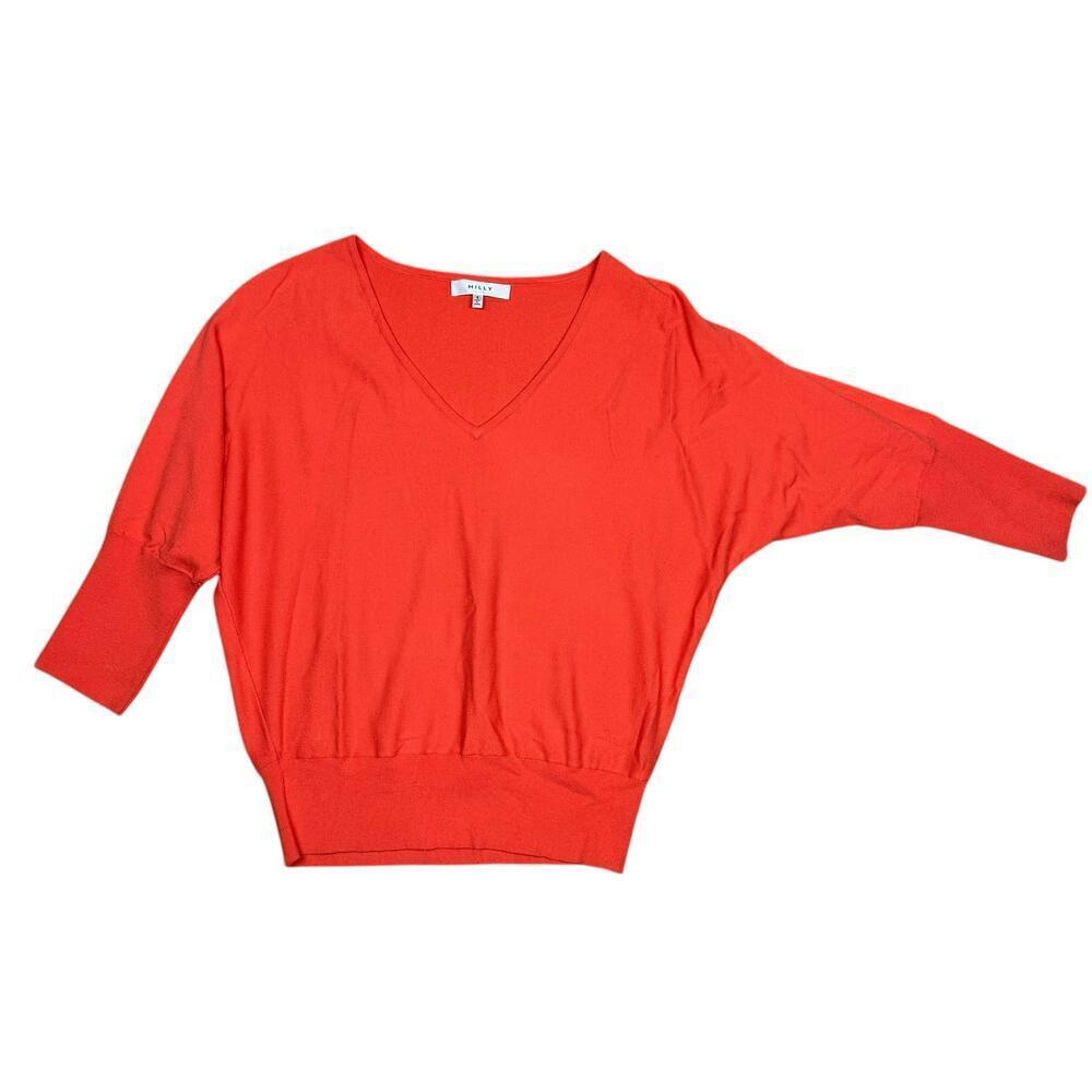 Milly orange dolman sleeve v-neck pullover sweater Small